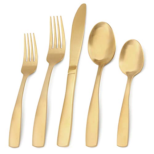 Matte Gold Silverware Set, Bysta 20-Piece...