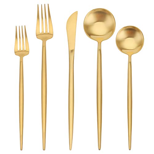 Matte Gold Silverware Set, SHARECOOK 20-Piece...