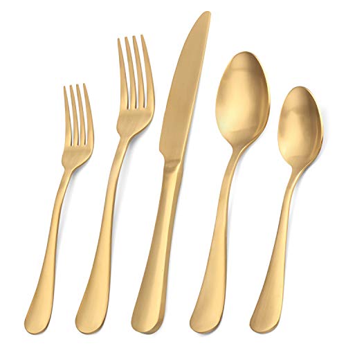 Matte Gold Silverware Set, Satin Finish 20-Piece...