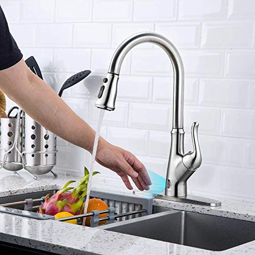 FORIOUS Touchless Brushed Nickel Kitchen Faucet...